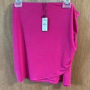 Express Pink Asymmetrical Ruched Mini Pencil Skirt